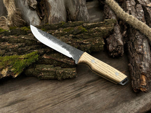 Hand-Forged Bushcraft Knife, 12 cm (4.72 inches) detail view by Sharky Forged Steel Tools