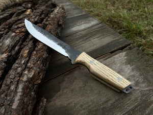 Hand-Forged Bushcraft Knife, 12 cm (4.72 inches) detail view by Sharky Forged Steel Tools