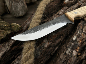 Hand-Forged Bushcraft Knife, 12 cm (4.72 inches) detail view by Sharky Forged Steel Tools