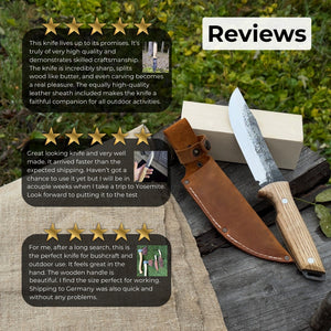 Hand-Forged Bushcraft Knife, 12 cm (4.72 inches) detail view by Sharky Forged Steel Tools