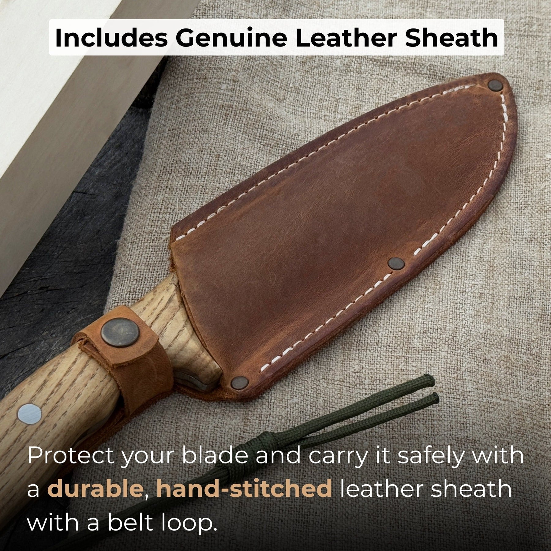 Hand-Forged Bushcraft Knife, 15.5 cm (6.1 inches) detail view by Sharky Forged Steel Tools