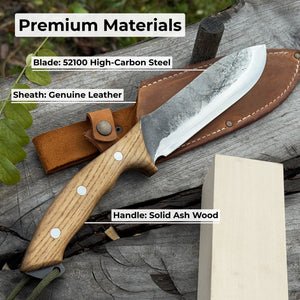 Hand-Forged Bushcraft Knife, 15.5 cm (6.1 inches) detail view by Sharky Forged Steel Tools