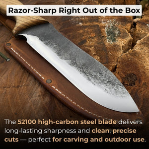 Hand-Forged Bushcraft Knife, 15.5 cm (6.1 inches) detail view by Sharky Forged Steel Tools
