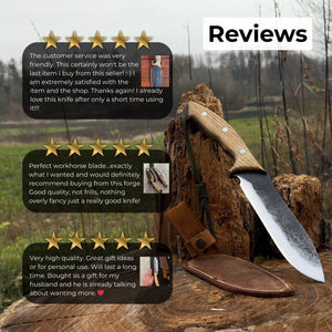Hand-Forged Bushcraft Knife, 15.5 cm (6.1 inches) detail view by Sharky Forged Steel Tools
