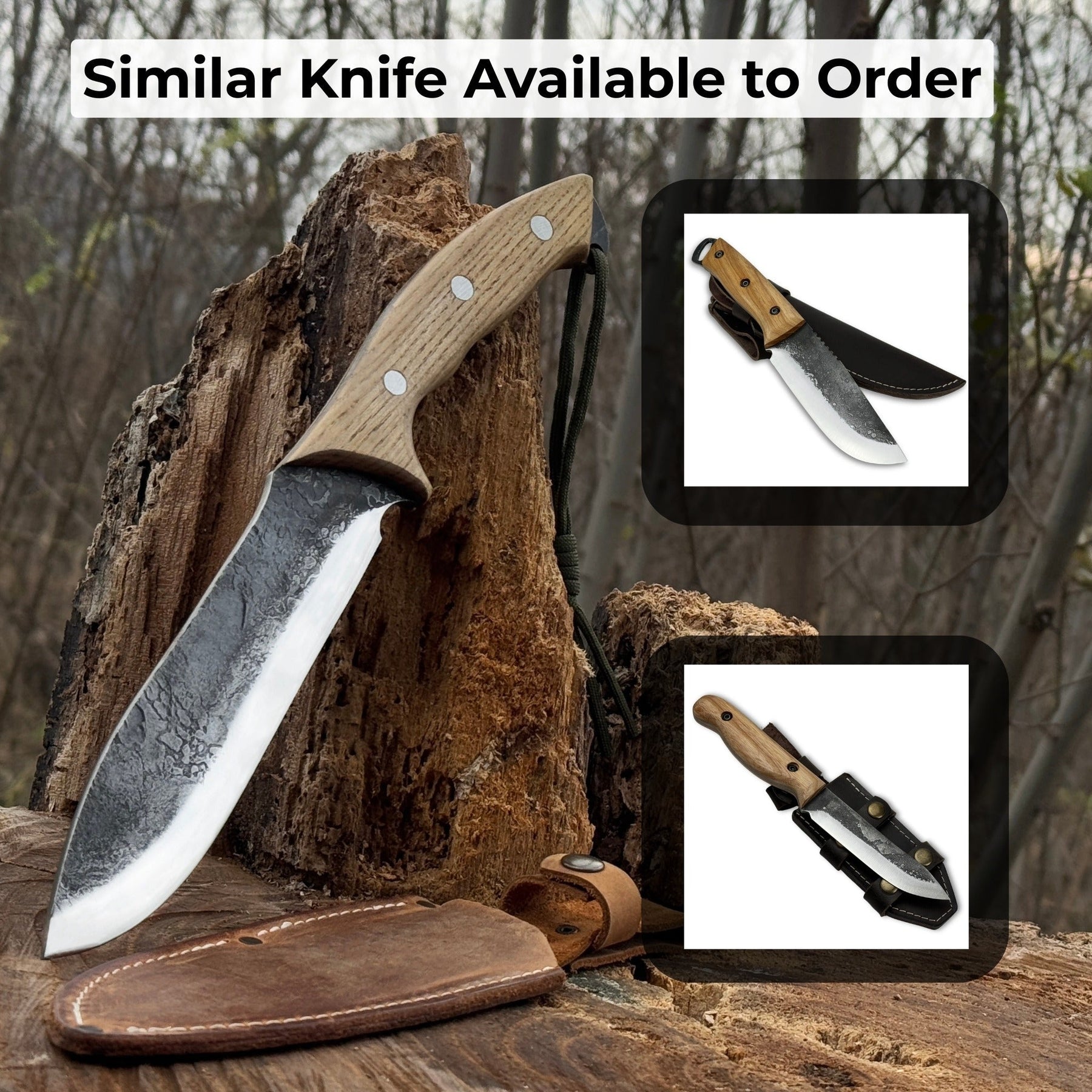 Hand-Forged Bushcraft Knife, 15.5 cm (6.1 inches) detail view by Sharky Forged Steel Tools