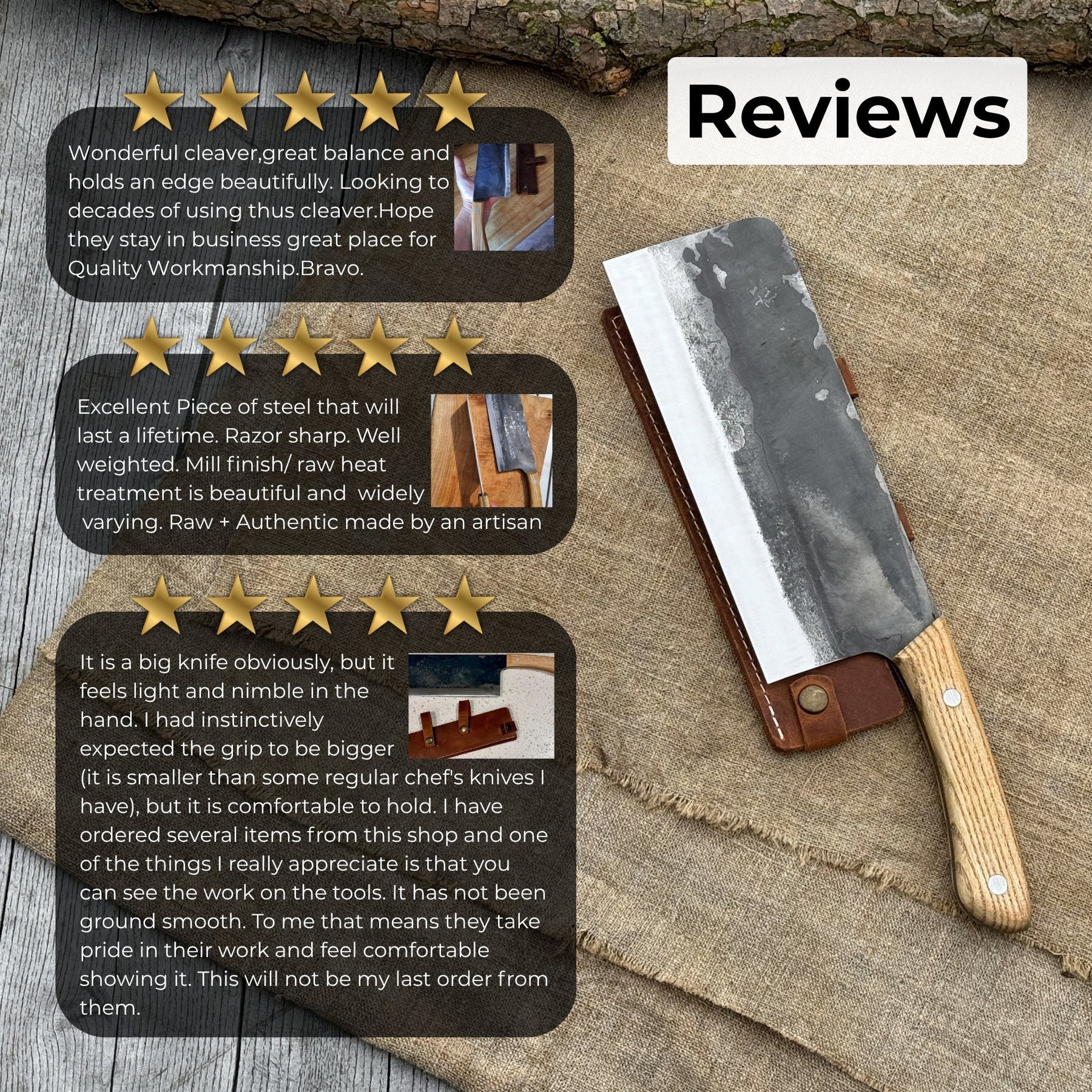 Hand-Forged Bushcraft Knife, 20.5 cm (8.07 inches) detail view by Sharky Forged Steel Tools
