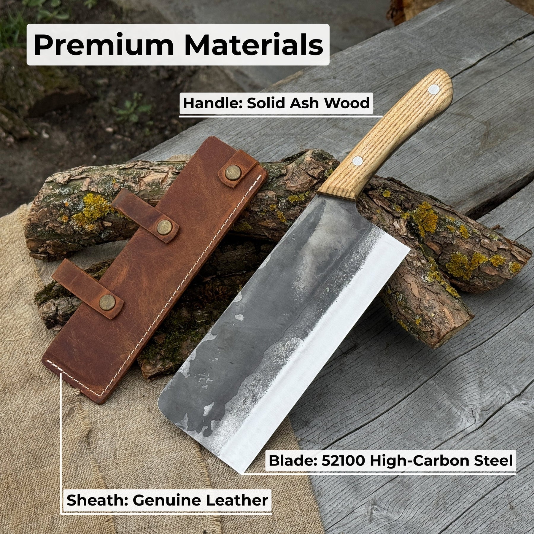 Hand-Forged Bushcraft Knife, 20.5 cm (8.07 inches) detail view by Sharky Forged Steel Tools