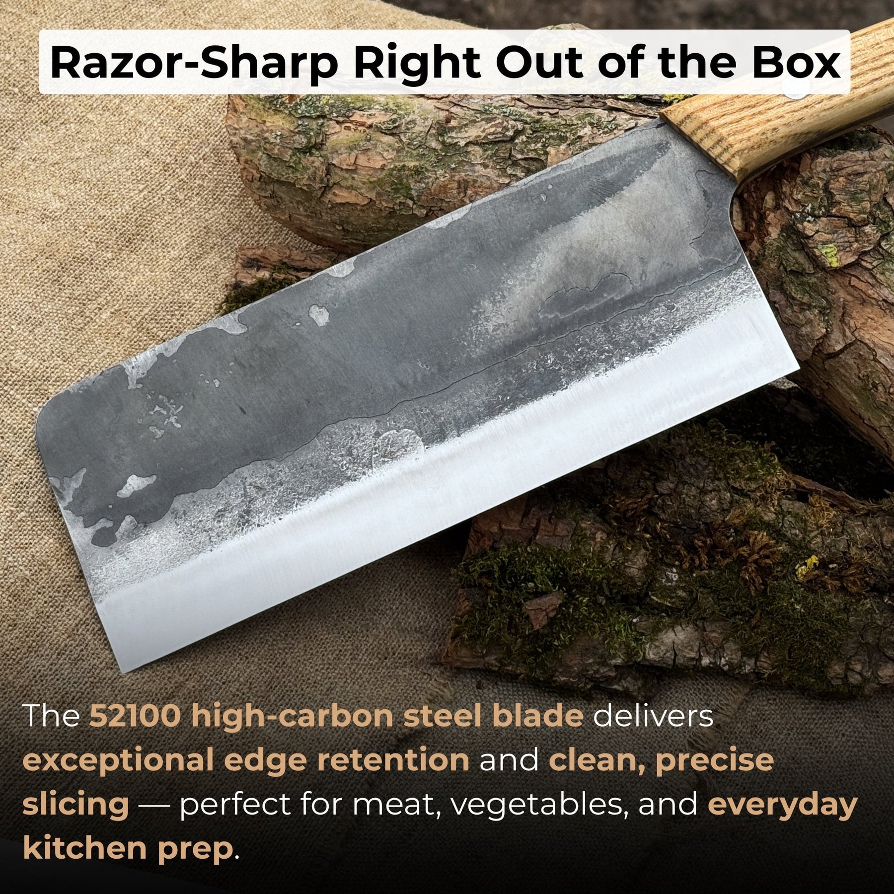 Hand-Forged Bushcraft Knife, 20.5 cm (8.07 inches) detail view by Sharky Forged Steel Tools