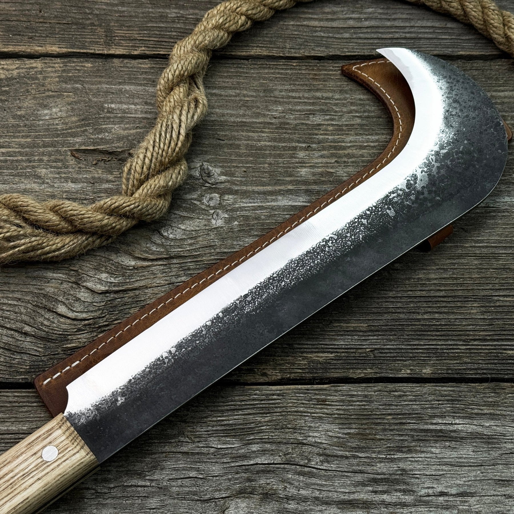 Hand-Forged Bushcraft Knife, 27 cm (10.6 inches) detail view by Sharky Forged Steel Tools