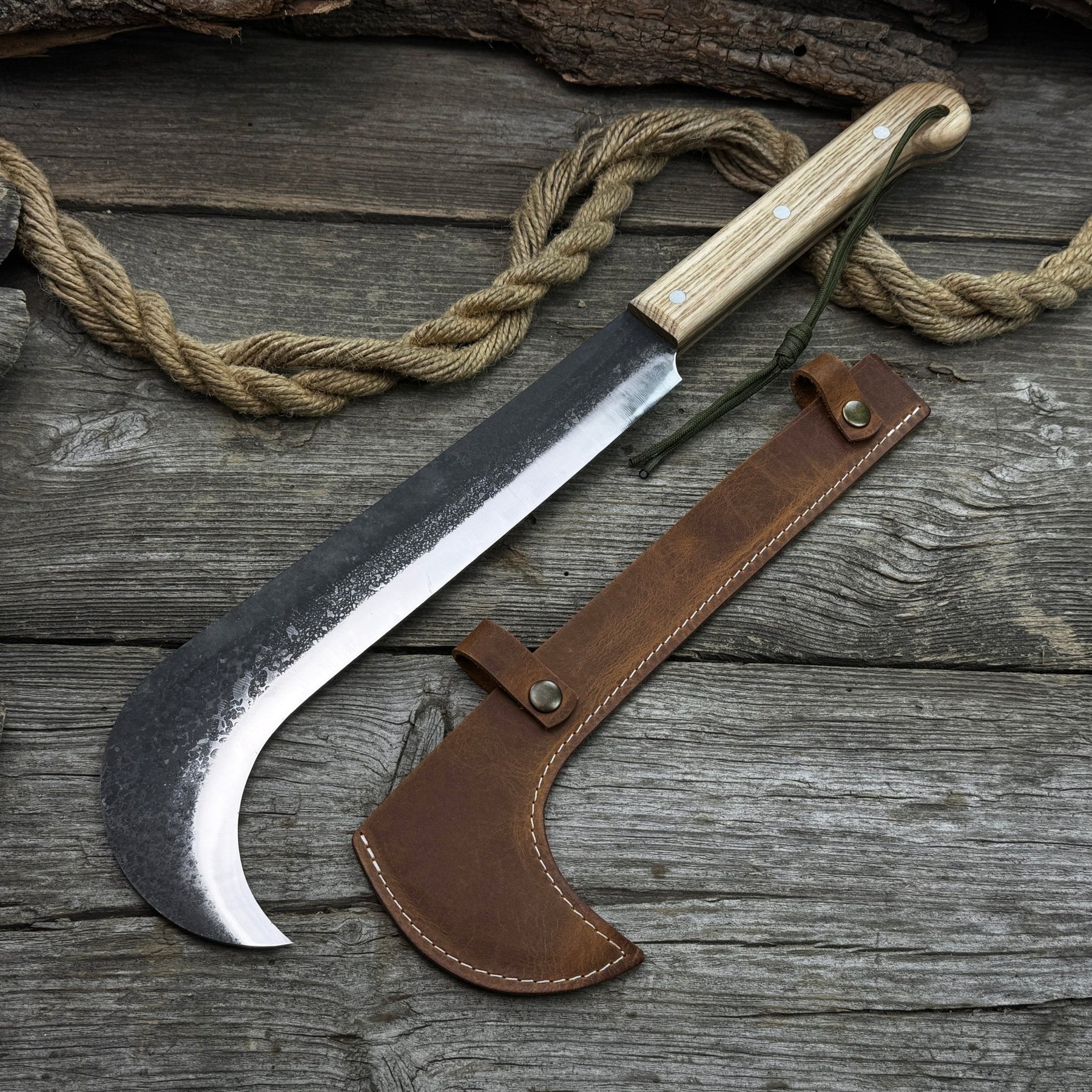 Hand-Forged Bushcraft Knife, 27 cm (10.6 inches) by Sharky Forged Steel Tools