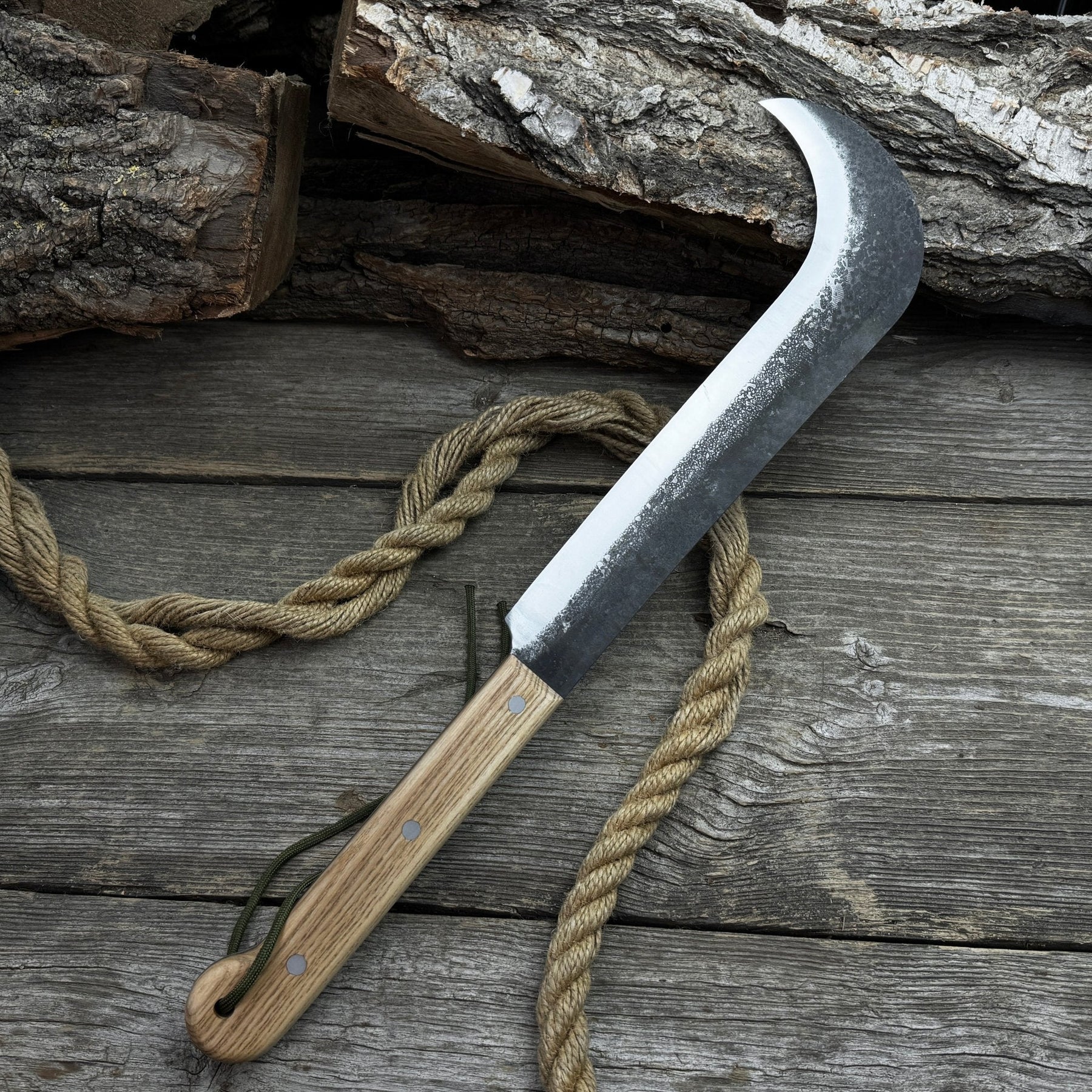 Hand-Forged Bushcraft Knife, 27 cm (10.6 inches) detail view by Sharky Forged Steel Tools