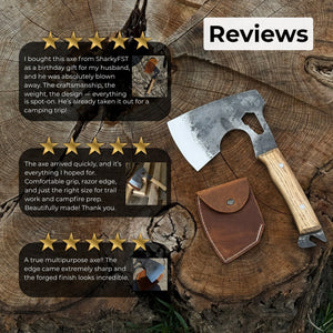 Hand-Forged Camping (Chopping) Axe, 0.6 kg (1.32 Ibs) detail view by Sharky Forged Steel Tools