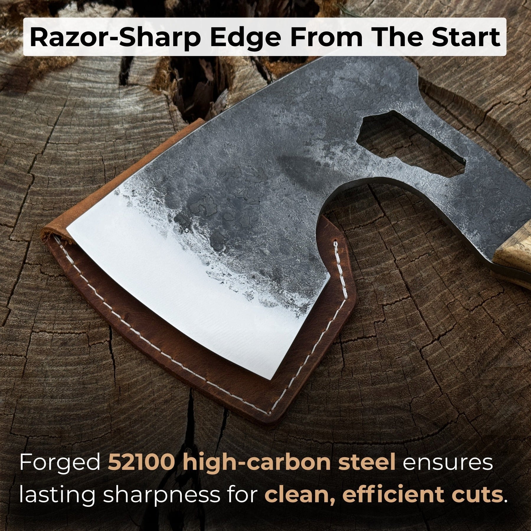 Hand-Forged Camping (Chopping) Axe, 0.6 kg (1.32 Ibs) detail view by Sharky Forged Steel Tools