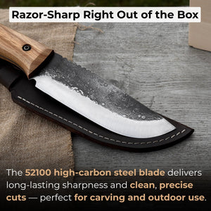 Hand-Forged Camping Knife, 12.5 cm (4.9 inches) detail view by Sharky Forged Steel Tools