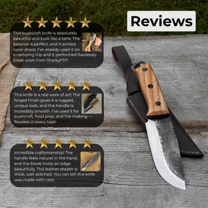 Hand-Forged Camping Knife, 12.5 cm (4.9 inches) detail view by Sharky Forged Steel Tools