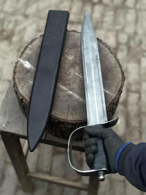 Hand-Forged Carbon Steel Long Blade with Guard | Wrapped Grip | Leather Cover Included by JW SteelCrafts, Southern lifestyle apparel detail photo 2