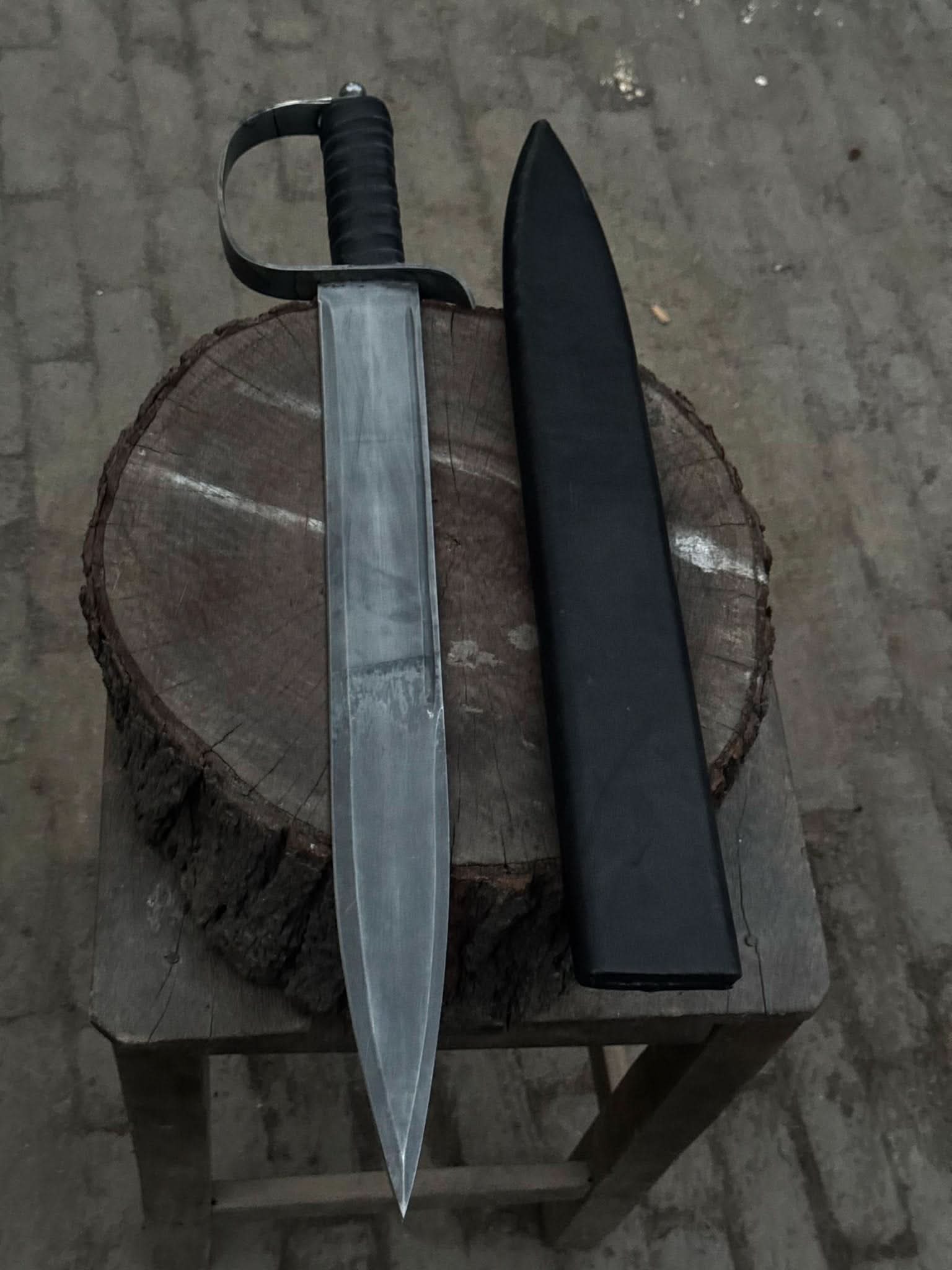 Hand-Forged Carbon Steel Long Blade with Guard | Wrapped Grip | Leather Cover Included by JW SteelCrafts, Southern lifestyle apparel detail photo 5