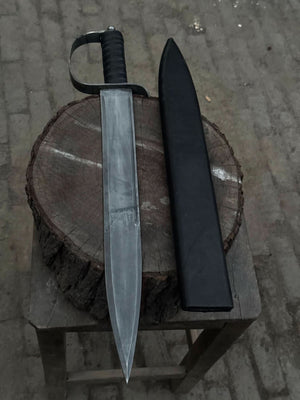 Hand-Forged Carbon Steel Long Blade with Guard | Wrapped Grip | Leather Cover Included by JW SteelCrafts, Southern lifestyle apparel detail photo 5