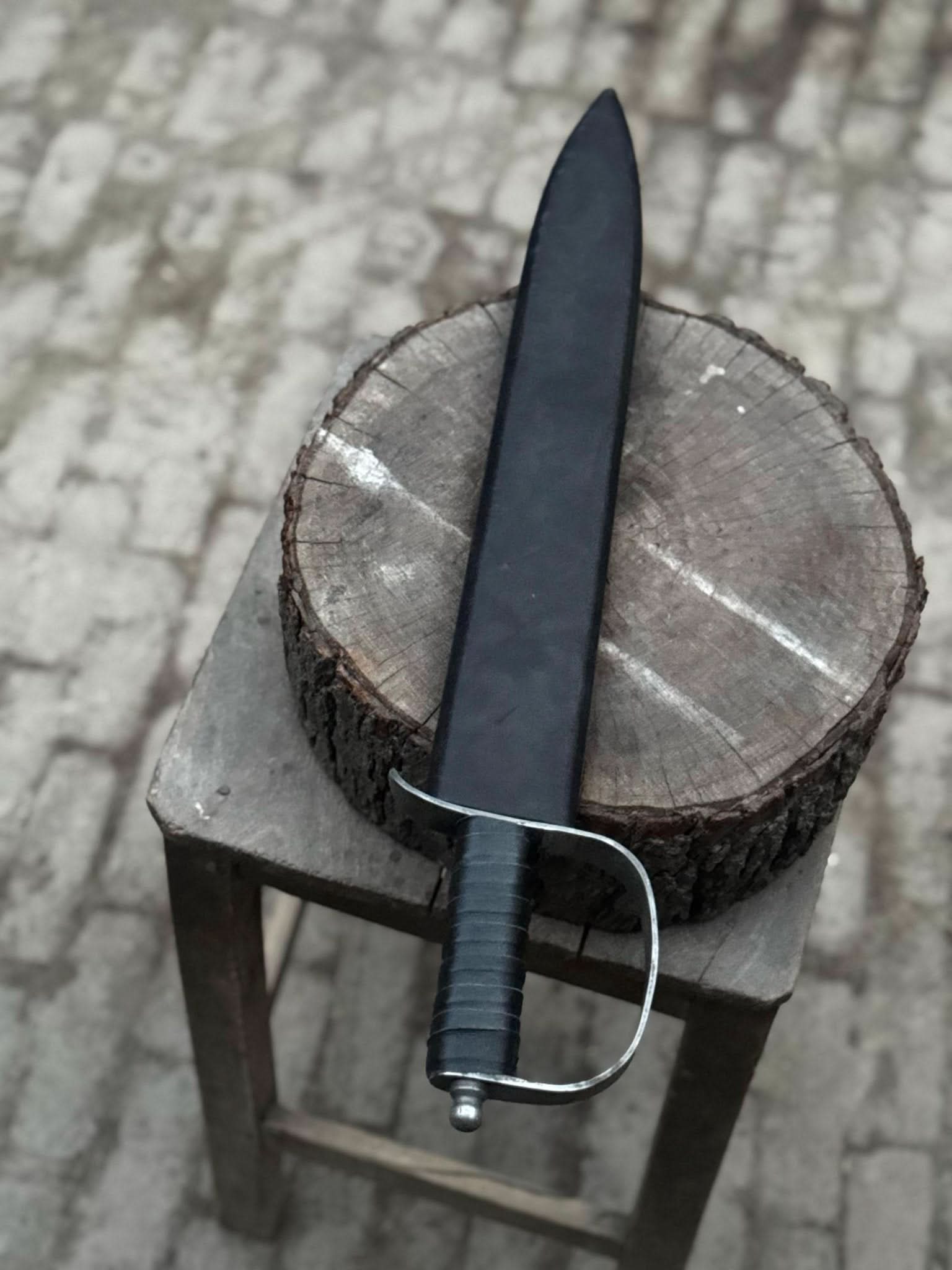 Hand-Forged Carbon Steel Long Blade with Guard | Wrapped Grip | Leather Cover Included by JW SteelCrafts, Southern lifestyle apparel detail photo 4