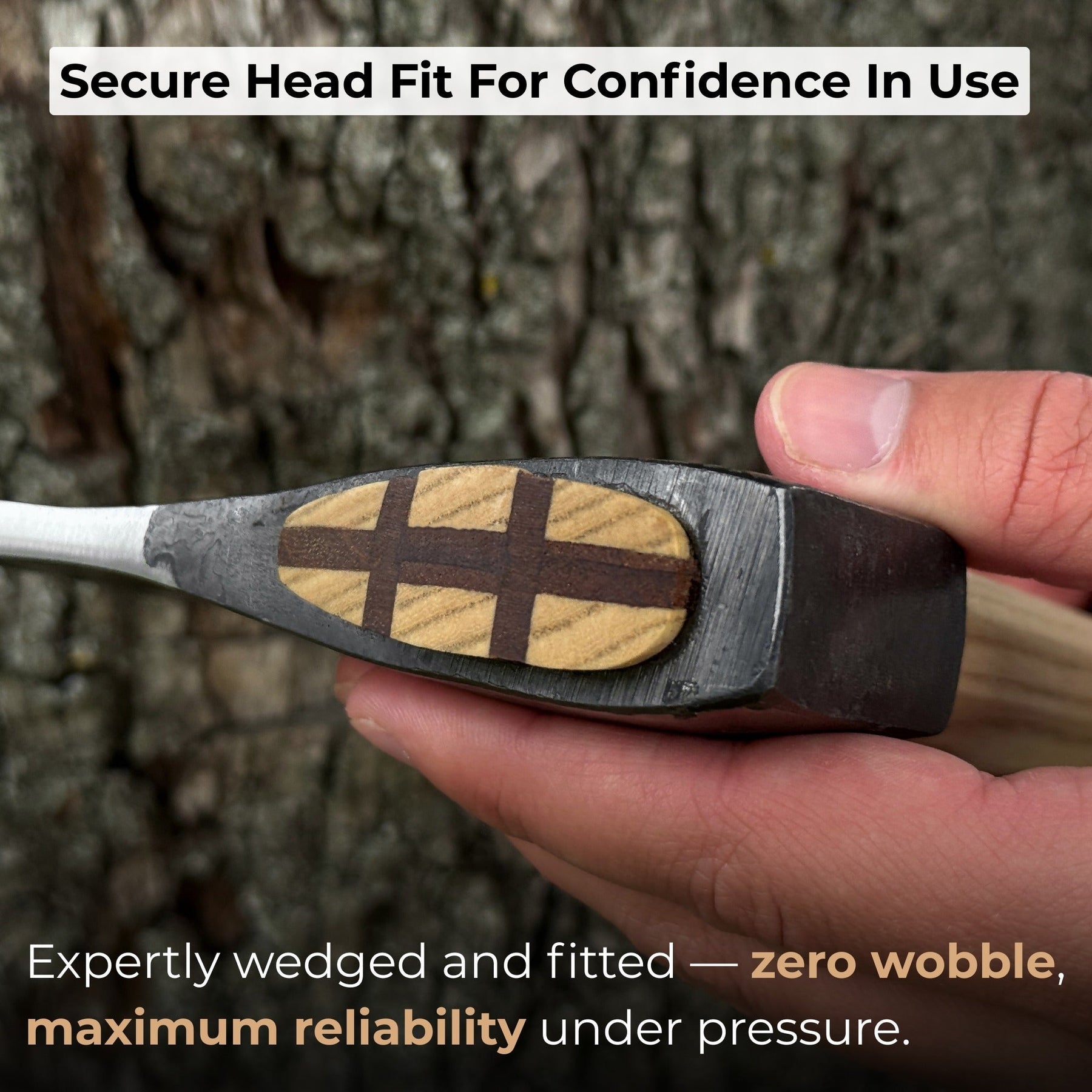 Hand-Forged Carpenter's Axe with Leather Sheath, 0.84 kg (1.85 lb) detail view by Sharky Forged Steel Tools