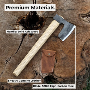 Hand-Forged Carpenter's Axe with Leather Sheath, 0.84 kg (1.85 lb) detail view by Sharky Forged Steel Tools