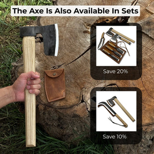 Hand-Forged Carpenter's Axe with Leather Sheath, 0.84 kg (1.85 lb) detail view by Sharky Forged Steel Tools