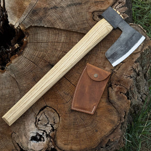 Hand-Forged Carpenter's Axe with Leather Sheath, 0.84 kg (1.85 lb) by Sharky Forged Steel Tools