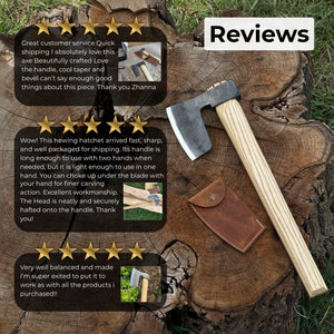 Hand-Forged Carpenter's Axe with Leather Sheath, 0.84 kg (1.85 lb) detail view by Sharky Forged Steel Tools