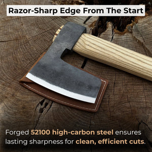 Hand-Forged Carpenter's Axe with Leather Sheath, 0.84 kg (1.85 lb) detail view by Sharky Forged Steel Tools
