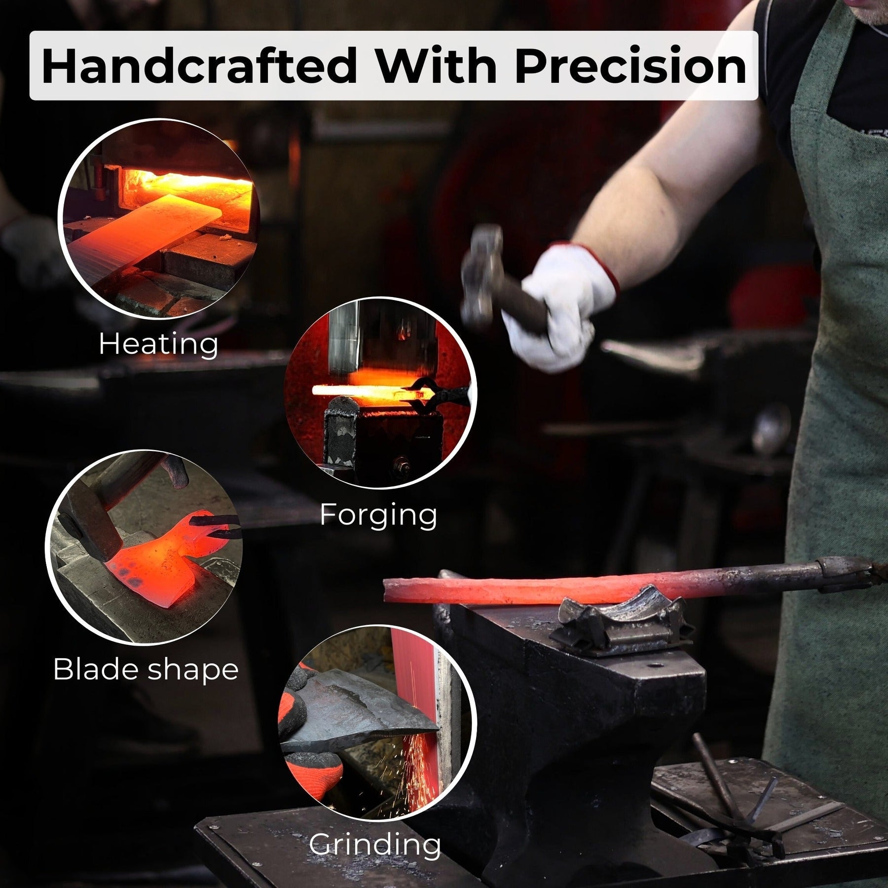 Hand-Forged Carving Axe, 1.05 kg (2.31 Ib) detail view by Sharky Forged Steel Tools