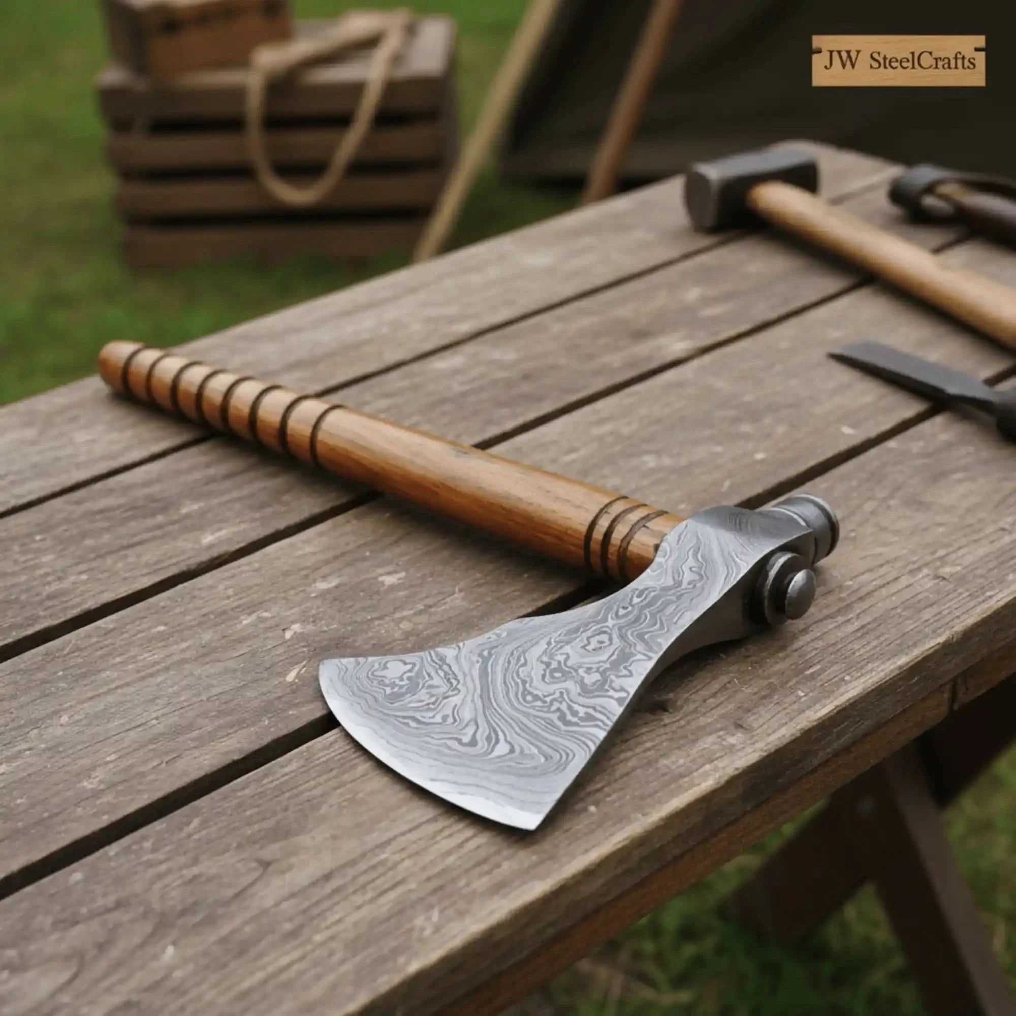 Beautiful handmade Damascus steel Smoking Axe "Unique Axe"Limited Edition by JW SteelCrafts, Southern lifestyle apparel main product photo