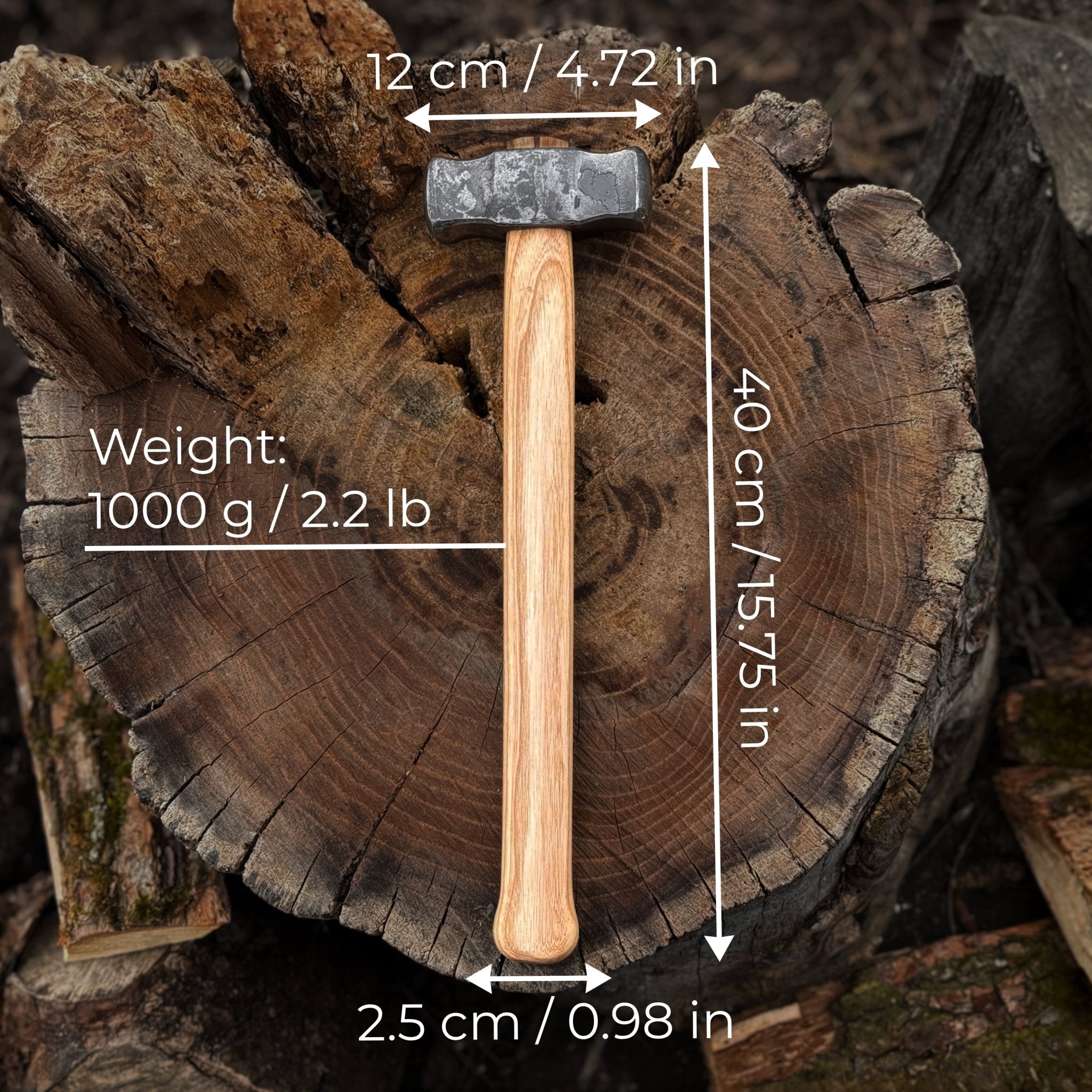 Hand-Forged Double Blacksmith's Hammer, 1 kg (2.2 lbs) detail view by Sharky Forged Steel Tools