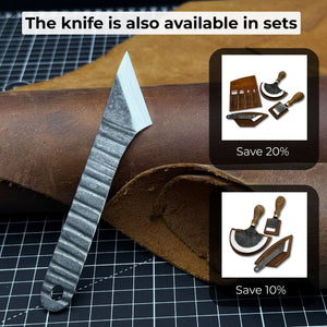 Hand-Forged Kiridashi Knife, 14 cm (5.51 inches) with Leather Sheath detail view by Sharky Forged Steel Tools