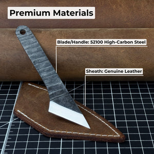 Hand-Forged Kiridashi Knife, 14 cm (5.51 inches) with Leather Sheath detail view by Sharky Forged Steel Tools