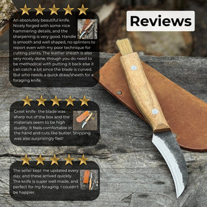 Hand-Forged Knife for Mushroom Foraging, 8 cm (3.15 inches) detail view by Sharky Forged Steel Tools