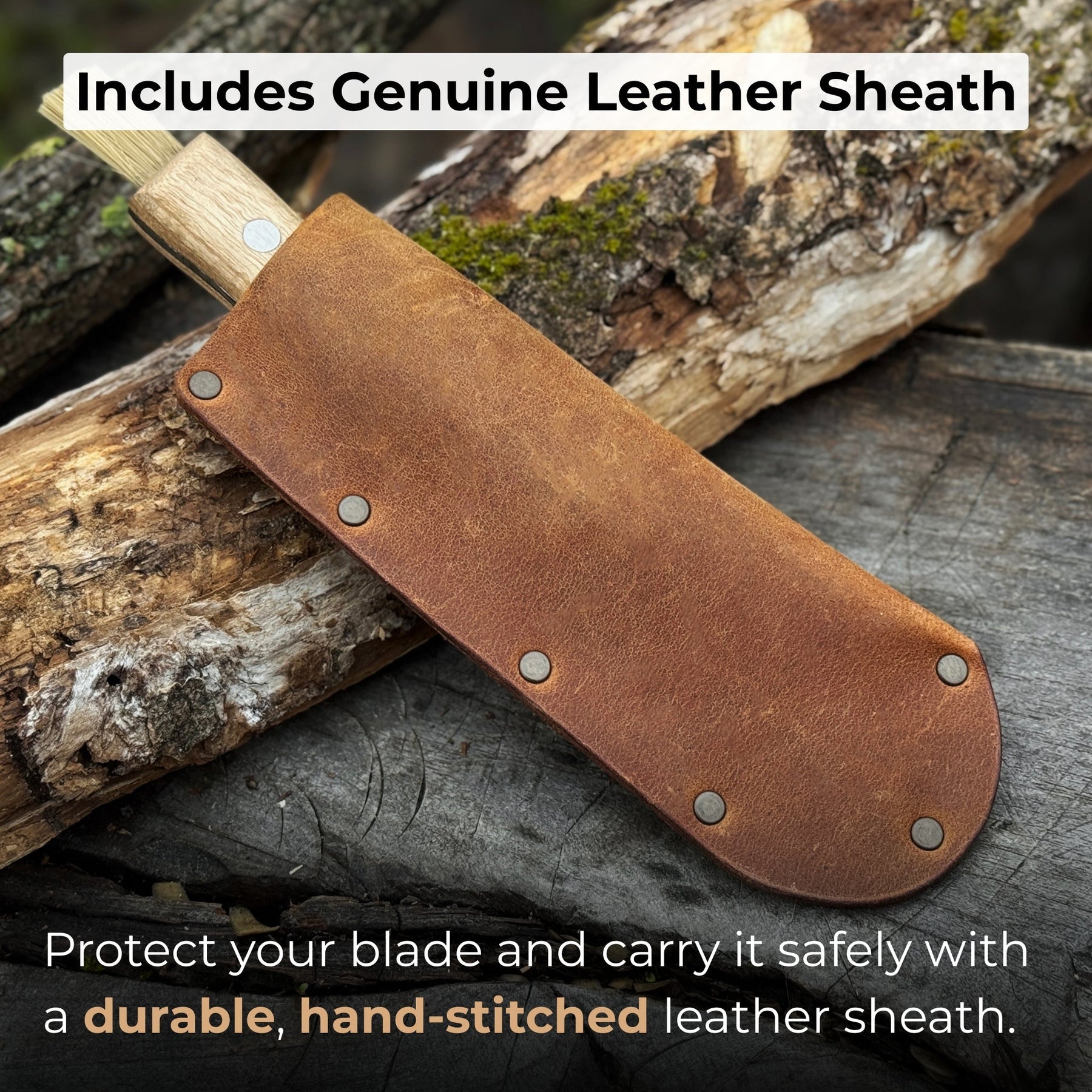 Hand-Forged Knife for Mushroom Foraging, 8 cm (3.15 inches) detail view by Sharky Forged Steel Tools