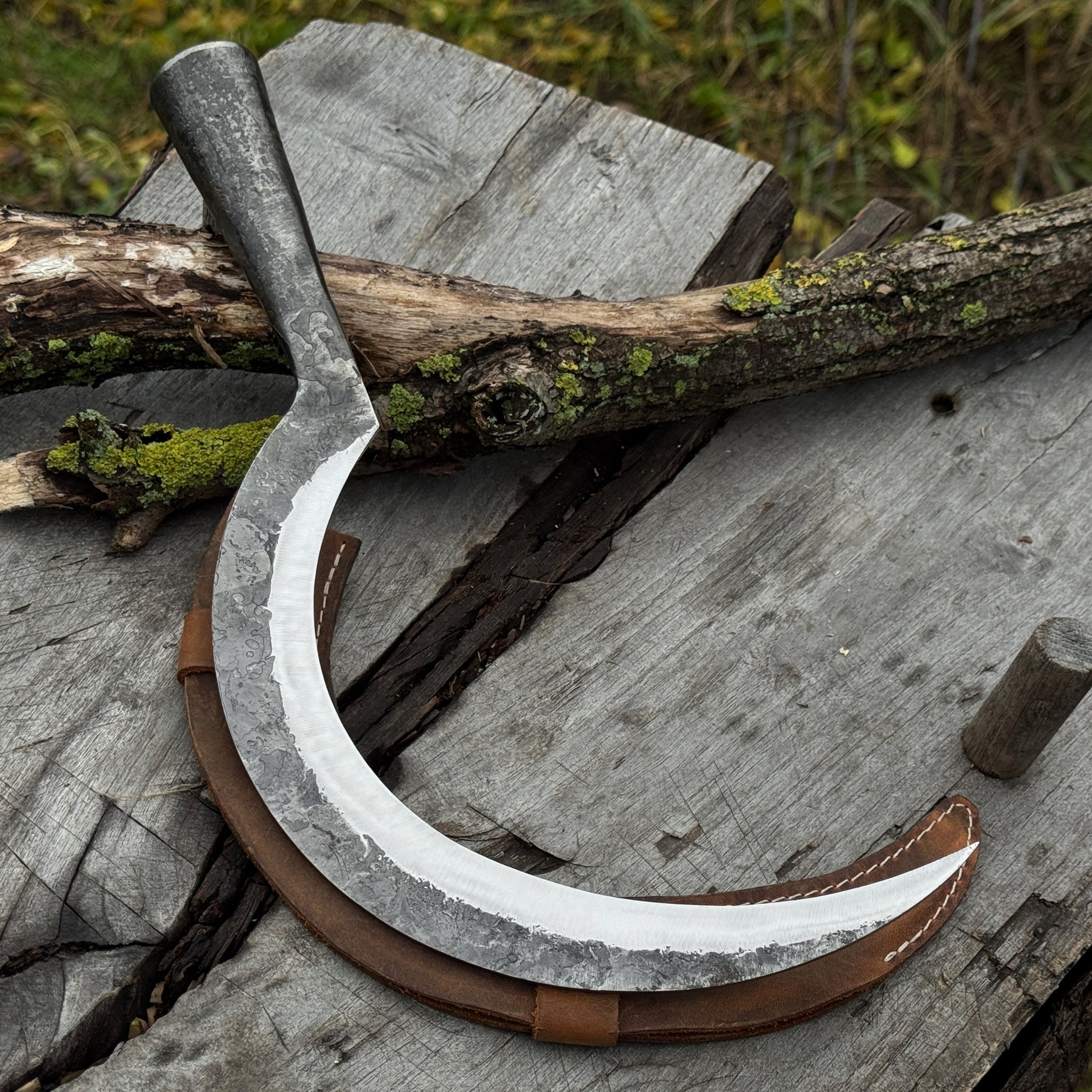 Hand-Forged Large Sickle, ⌀19 cm (7.5 inches) by Sharky Forged Steel Tools