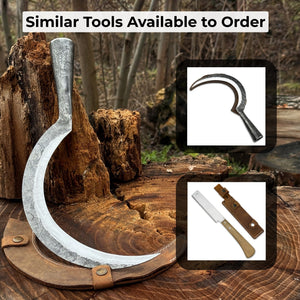 Hand-Forged Large Sickle, ⌀19 cm (7.5 inches) detail view by Sharky Forged Steel Tools