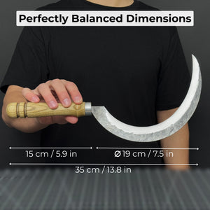 Hand-Forged Large Sickle, ⌀19 cm (7.5 inches) detail view by Sharky Forged Steel Tools