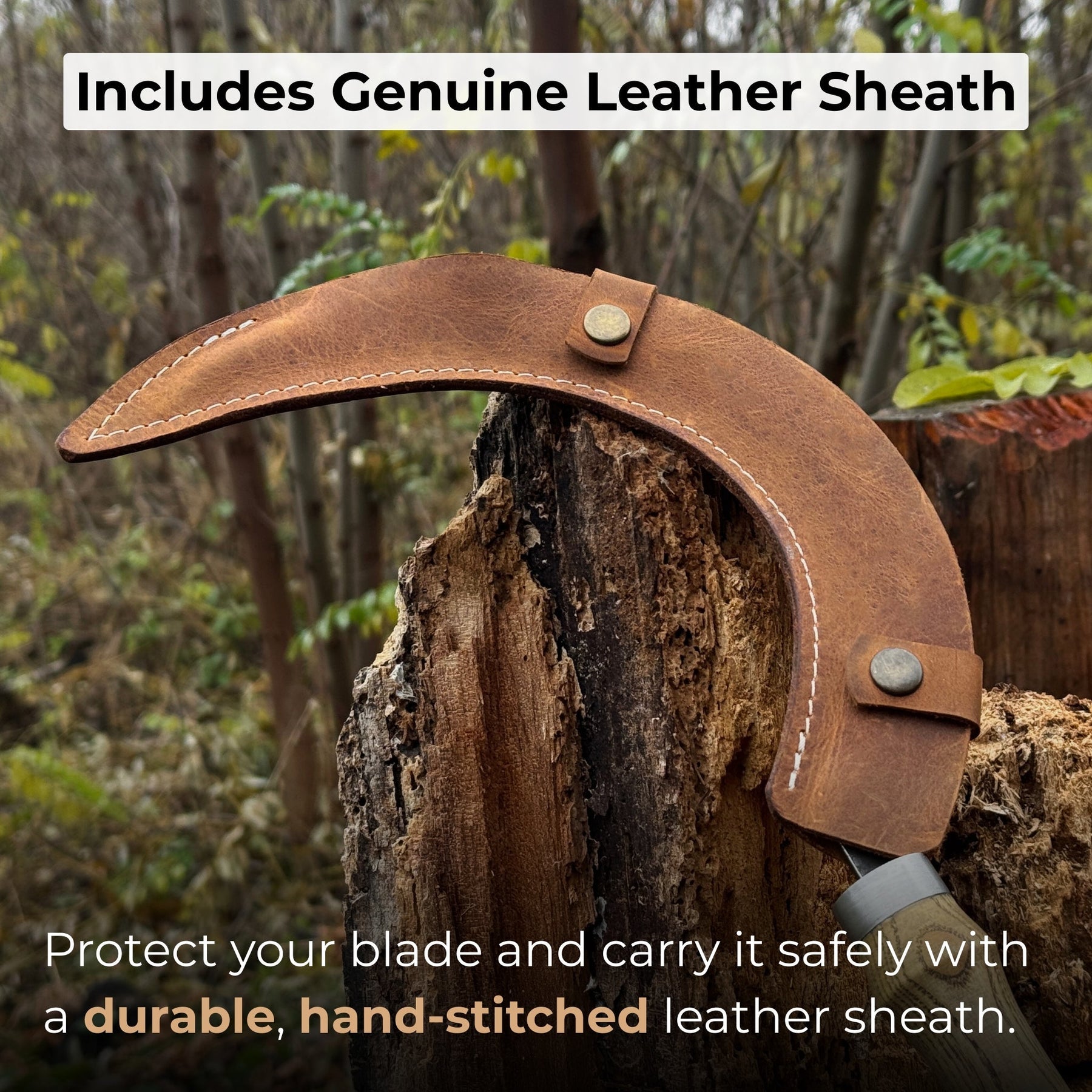 Hand-Forged Large Sickle, ⌀19 cm (7.5 inches) detail view by Sharky Forged Steel Tools