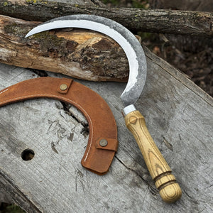 Hand-Forged Large Sickle, ⌀19 cm (7.5 inches) by Sharky Forged Steel Tools