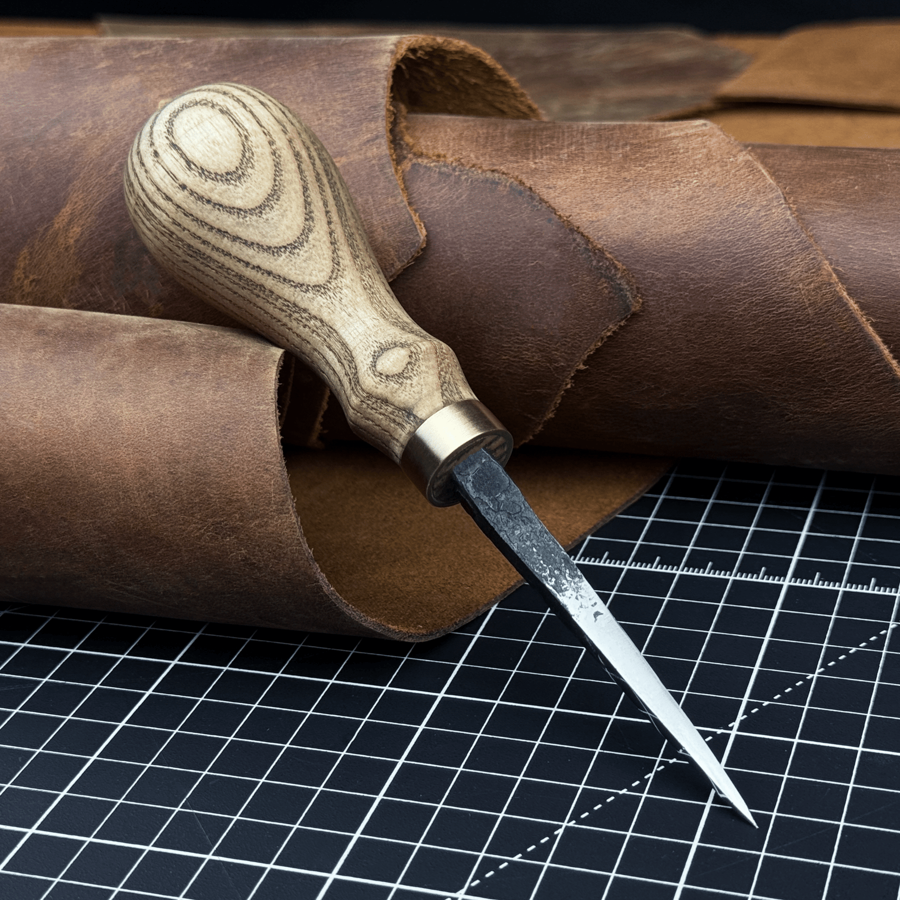 Hand-Forged Leather Awl by Sharky Forged Steel Tools