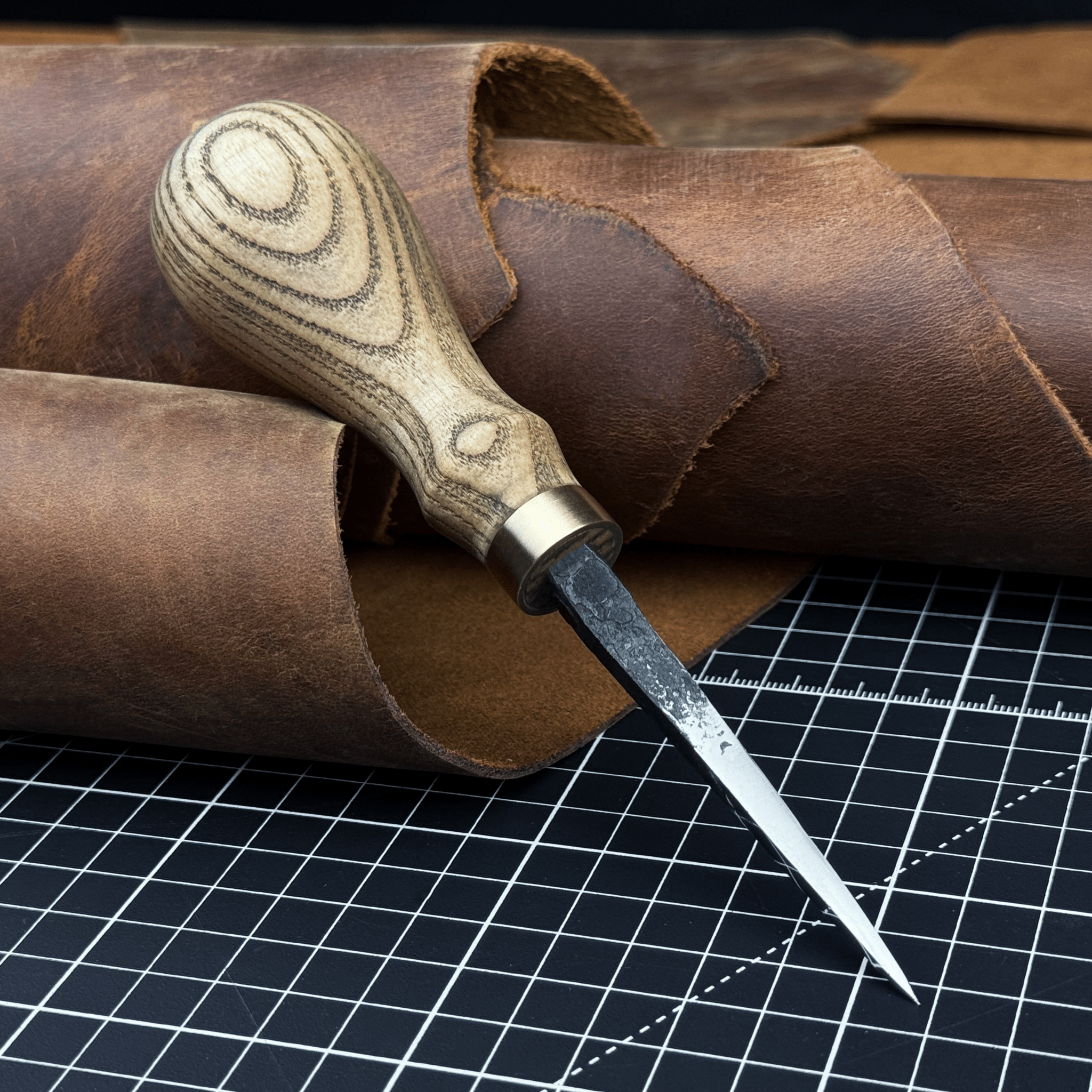Hand-Forged Leather Awl by Sharky Forged Steel Tools