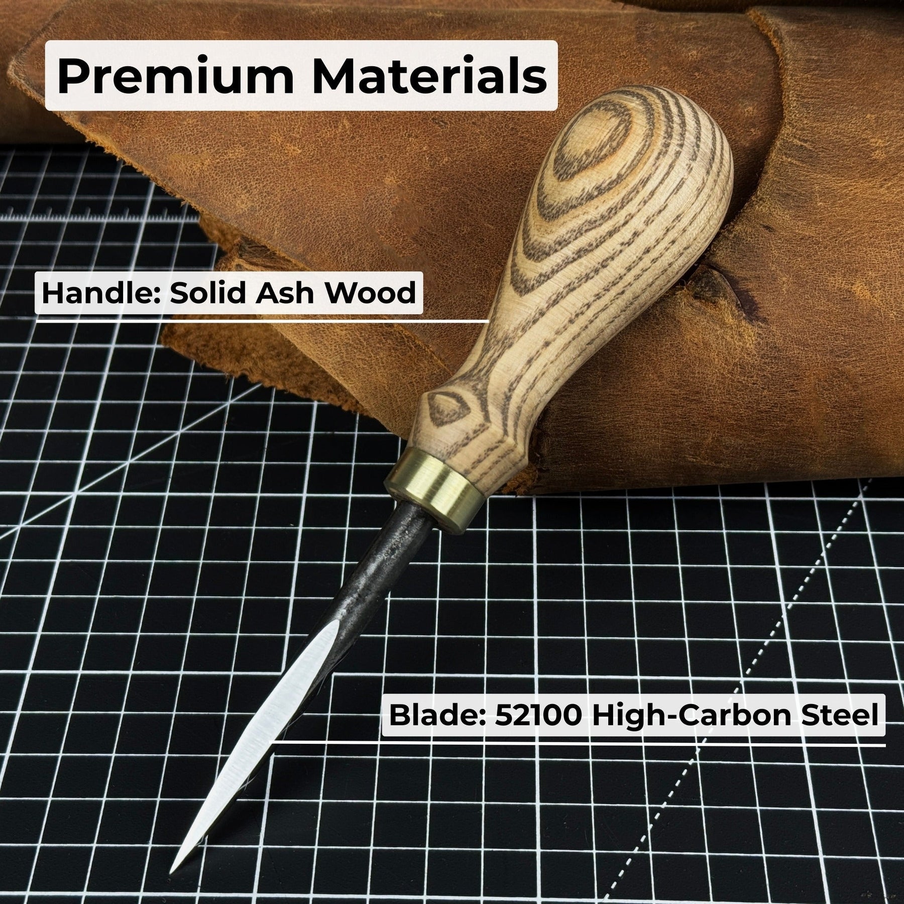 Forged Awl for Leather Craft detail view by Sharky Forged Steel Tools