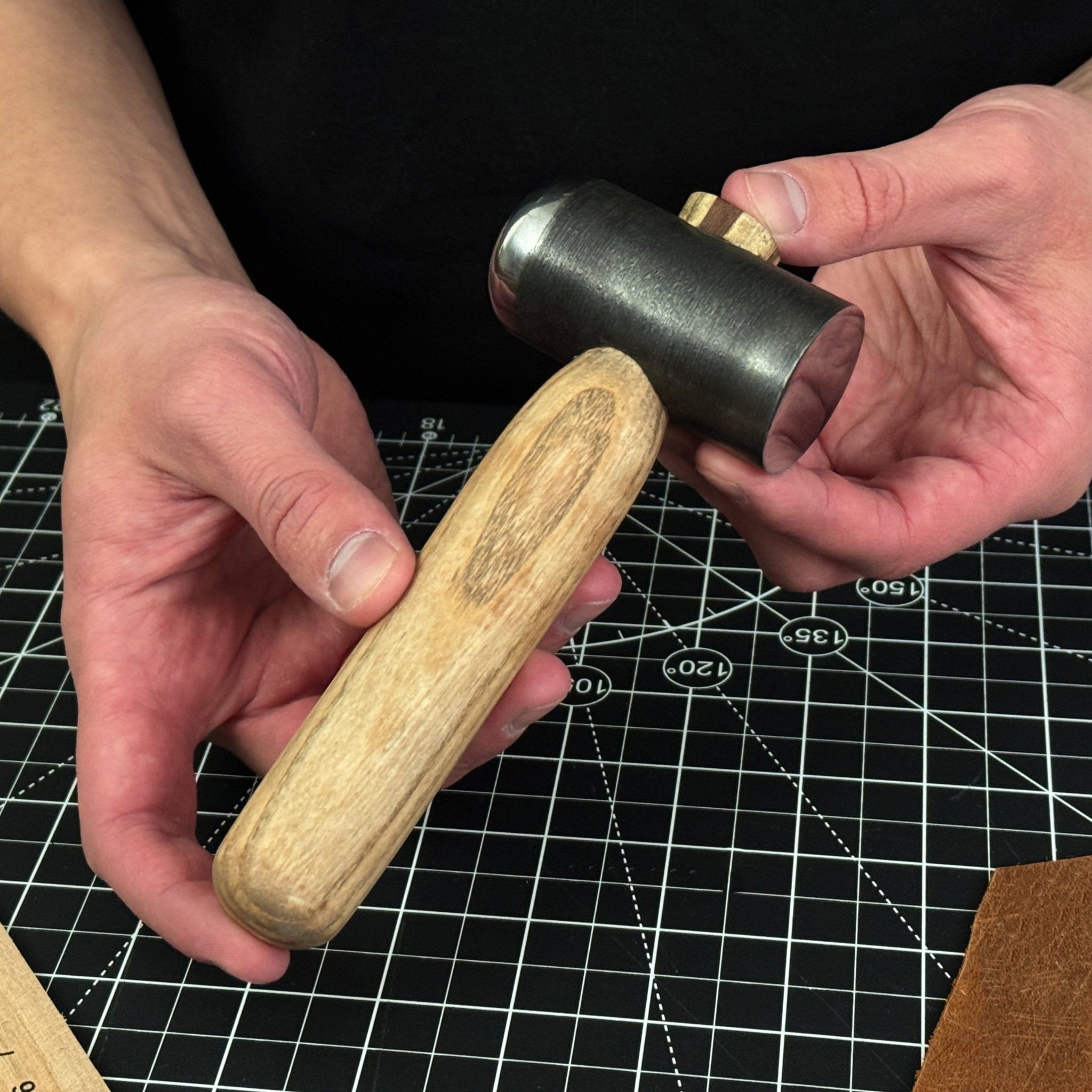 Hand-Forged Leather Hammer, 500 g (17.6 oz) by Sharky Forged Steel Tools
