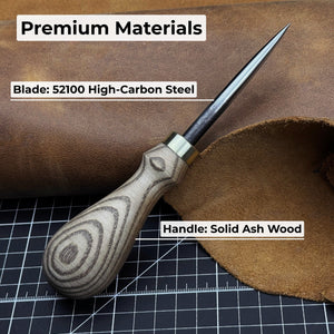 Hand-Forged Leatherworking Awl detail view by Sharky Forged Steel Tools