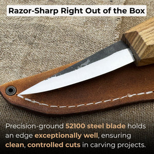 Hand-Forged Sloyd Knife, 7.5 cm (2.95 inches) detail view by Sharky Forged Steel Tools