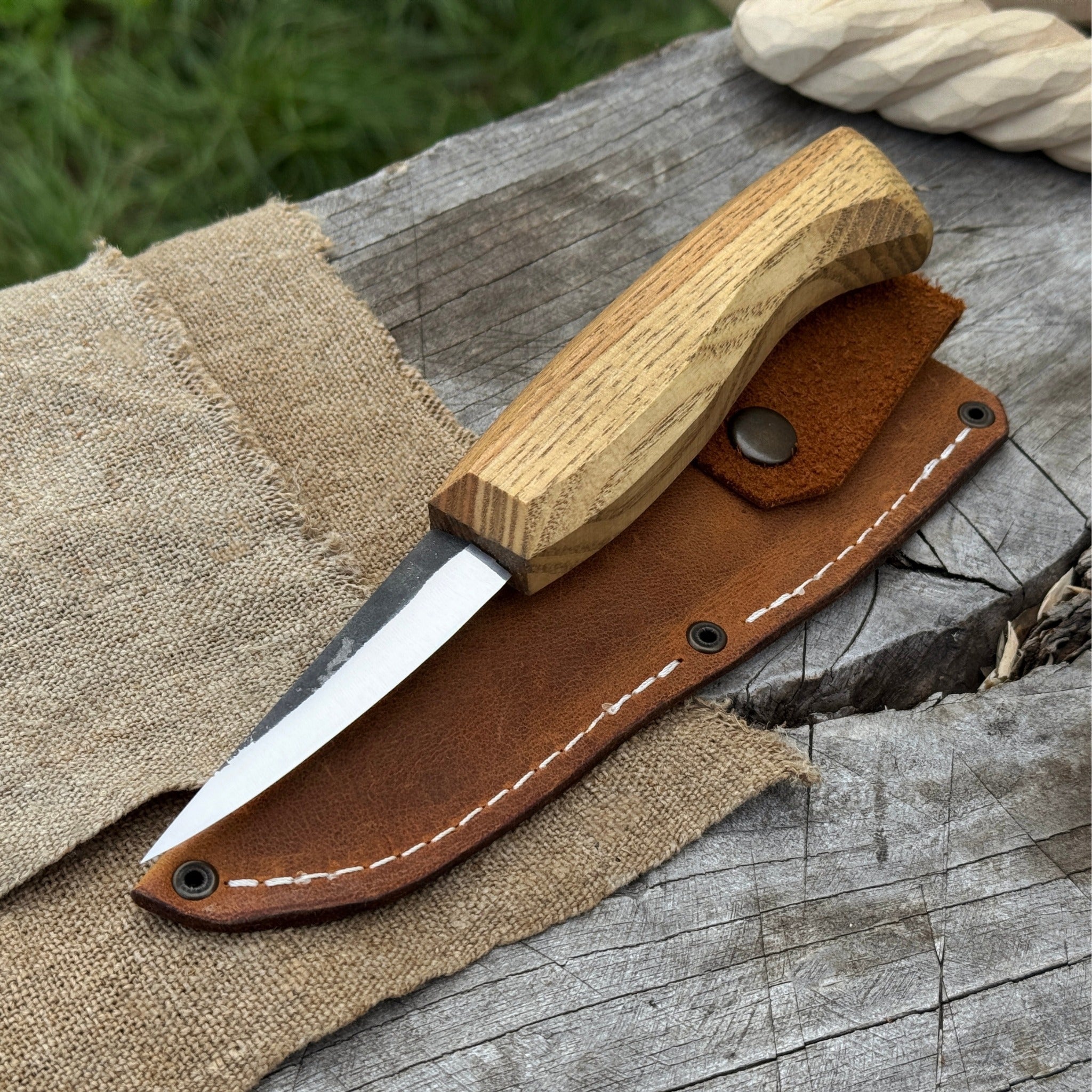 Hand-Forged Sloyd Knife, 7.5 cm (2.95 inches) by Sharky Forged Steel Tools
