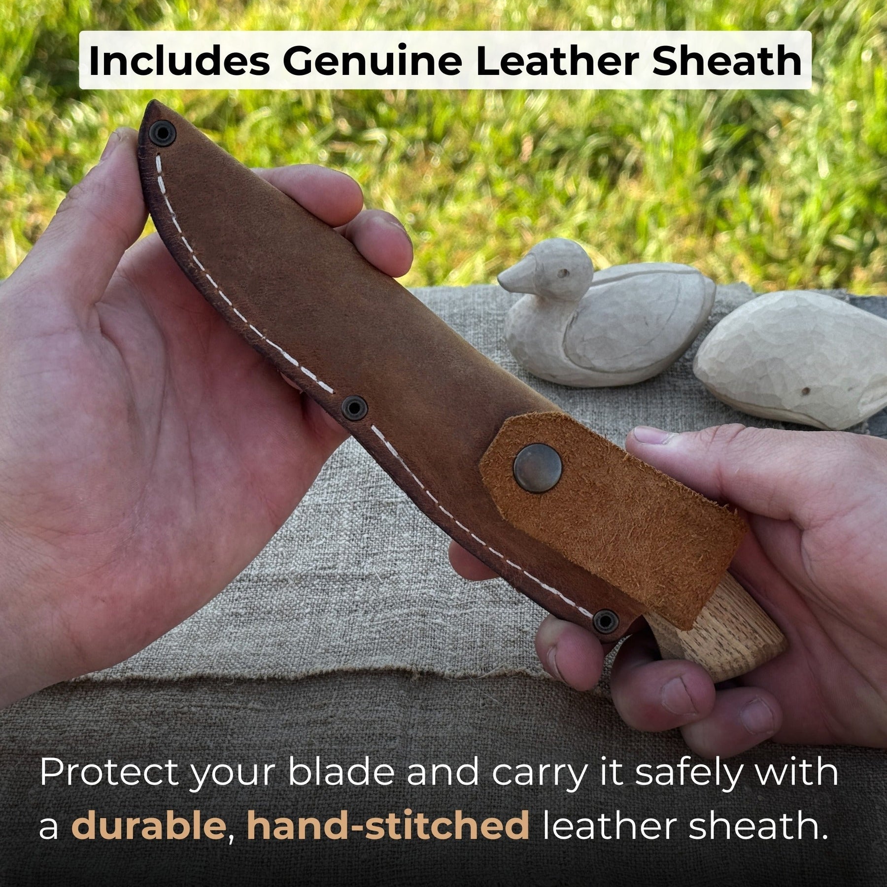 Hand-Forged Sloyd Knife, 7.5 cm (2.95 inches) detail view by Sharky Forged Steel Tools