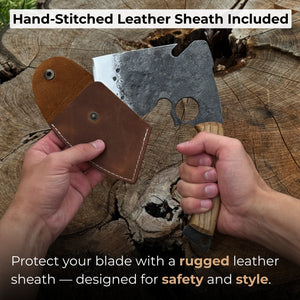 Hand-Forged Small Camping Axe with Curved Handle, 0.52 kg (1.15 Ibs) detail view by Sharky Forged Steel Tools